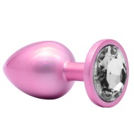 פלאג אנאלי קטן Pink Plug S – מתכת ורודה עם אבן נוצצת